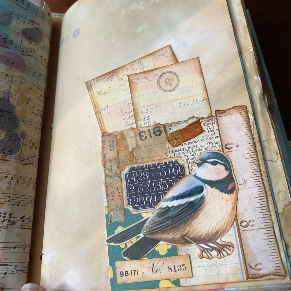 NWT - Hardcover Vintage Collage Art Journal with Owl Travelers Notebook
